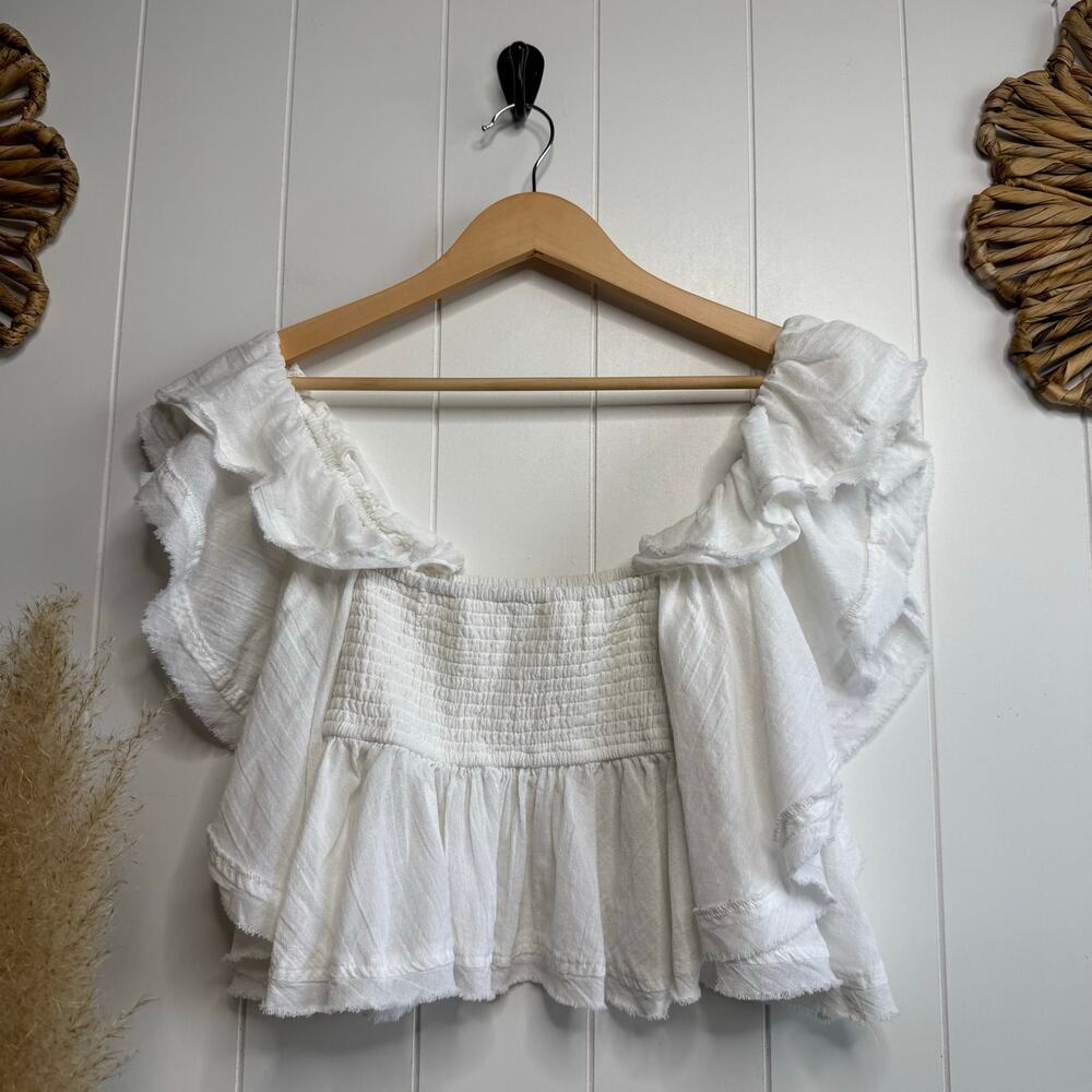 Free People top cropped reversible ruffled babydoll cotton XS boho - Picture 3 of 7
